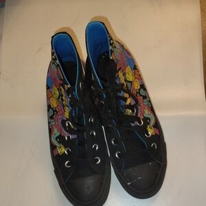 Converse Black High-Tops with Colorful Graphic Design